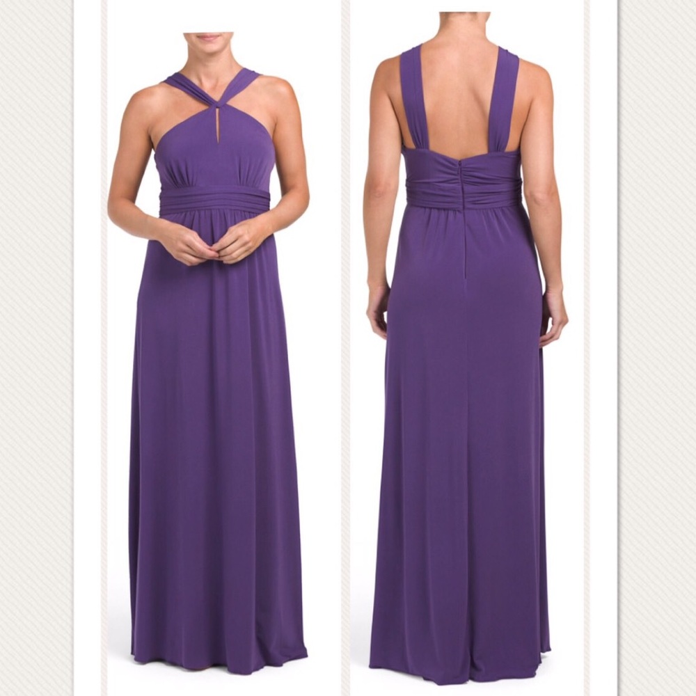 Amsale Jersey Halter A line Floor length Dress Gown Sz 6 & 8 - Picture 1 of 5
